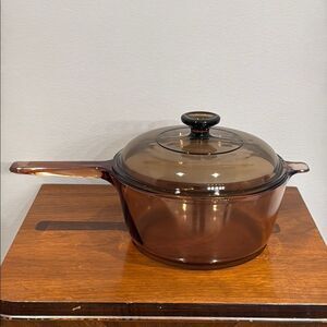 Vintage Vision Corning ware Glass Cookware with Lid - Brown